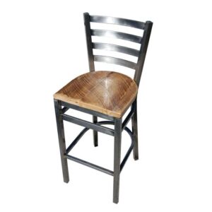 Industrial Ladderback Chair with Reclaimed Wood Seat Bar Height