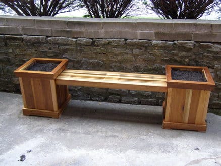 reclaimed wood planter bench