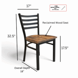 Legacy Ladder Back Chair Standard Height Dimensions