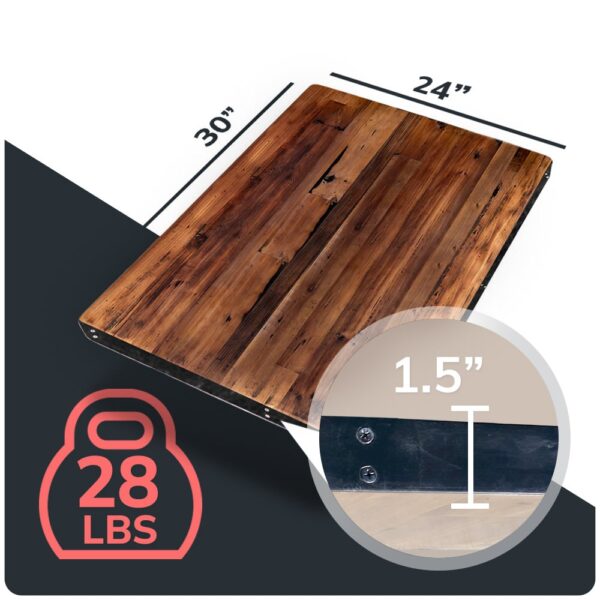 Reclaimed wood table top 24x30 metal edge