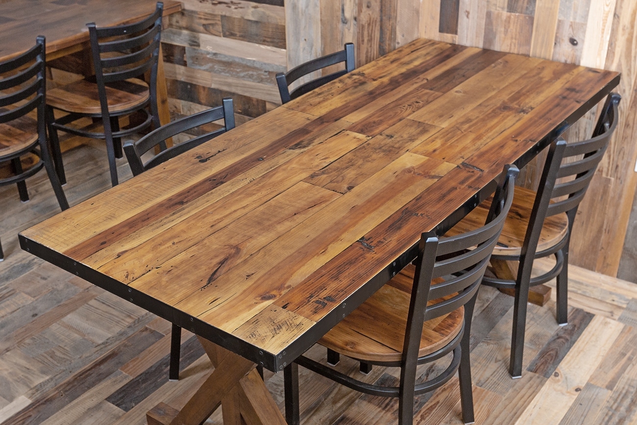 Reclaimed Wood Tabletops With Metal, Reclaimed Wooden Desk Top