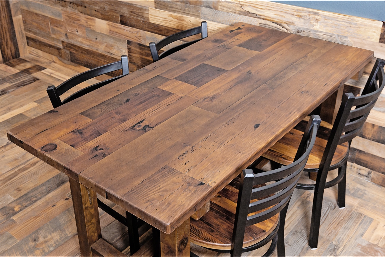 Reclaimed Wood Straight Plank Table, Reclaimed Wooden Desk Top
