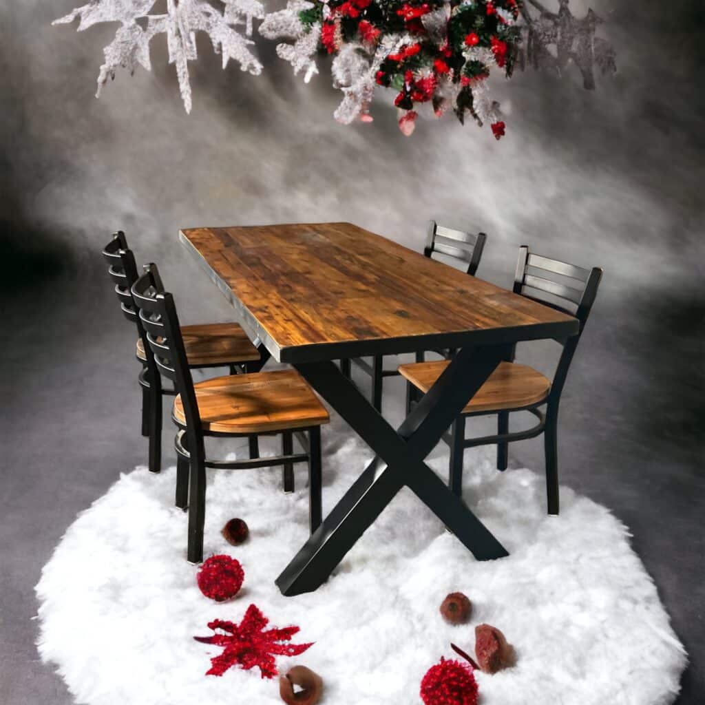 Reclaimed Wood Restaurant Table Holiday Decor