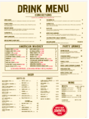 Bar menu