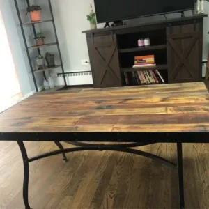 Reclaimed Wood Tabletop with Metal Edge