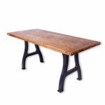 F-Type Cast Iron Table Base with Reclaimed Wood Top