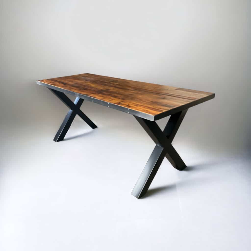 Picture of Reclaimed Wood Dining Table with Metal Base