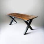 Metal Edge Reclaimed Wood Dinning Table With Base