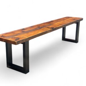 Reclaimed Wood Square Metal Leg Bench