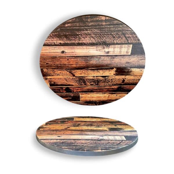 Round Reclaimed Wood Look Resin Table Top