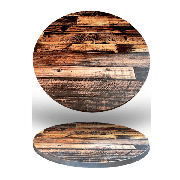 Round Reclaimed Wood Look Resin Table Top