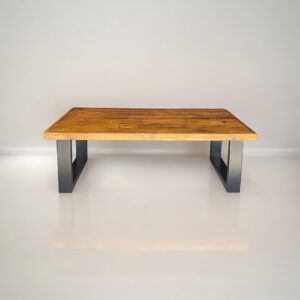 Reclaimed Wood Chunky Metal Leg Coffee Table