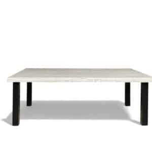 White Reclaimed Wood Square Metal Leg Coffee Table