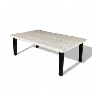 White Reclaimed Wood Square Metal Leg Coffee Table