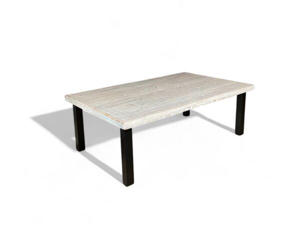 White Reclaimed Wood Square Metal Leg Coffee Table