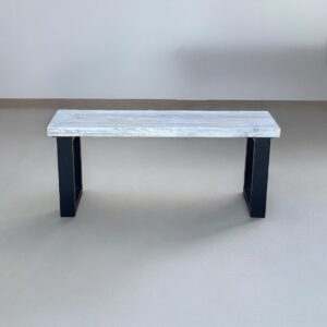 Reclaimed Wood Square Metal Leg Bench