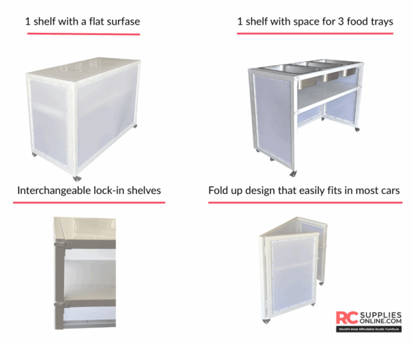 collapsible bar cart with LED lighting