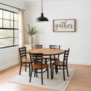 Industrial Round Forge Dining Set