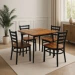 Rustic Harvest Forge Reclaimed Wood Dining Set 36x36