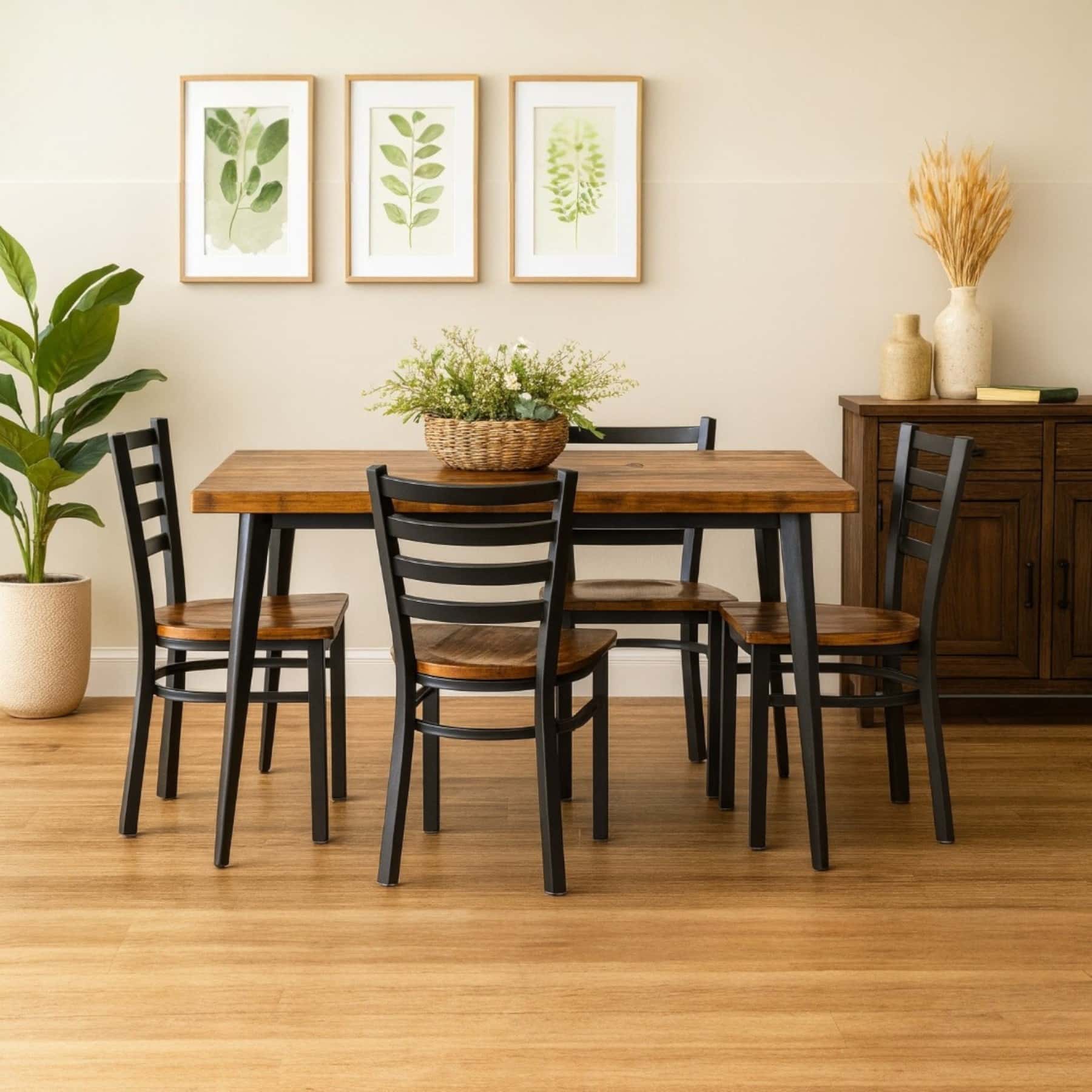 Rustic Harvest Forge Table Set 1-Photoroom Rustic Harvest Forge Reclaimed Wood Dining Set