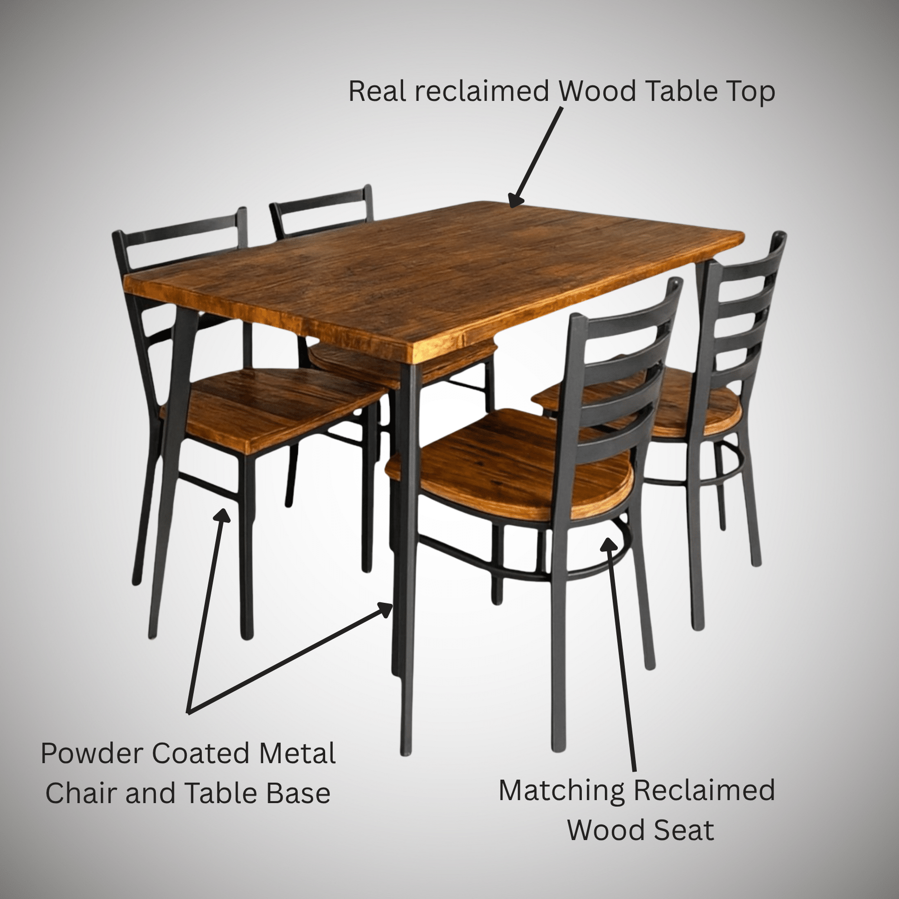 Rustic harvest Forge Table Set 30x48 Rustic Harvest Forge Reclaimed Wood Dining Set