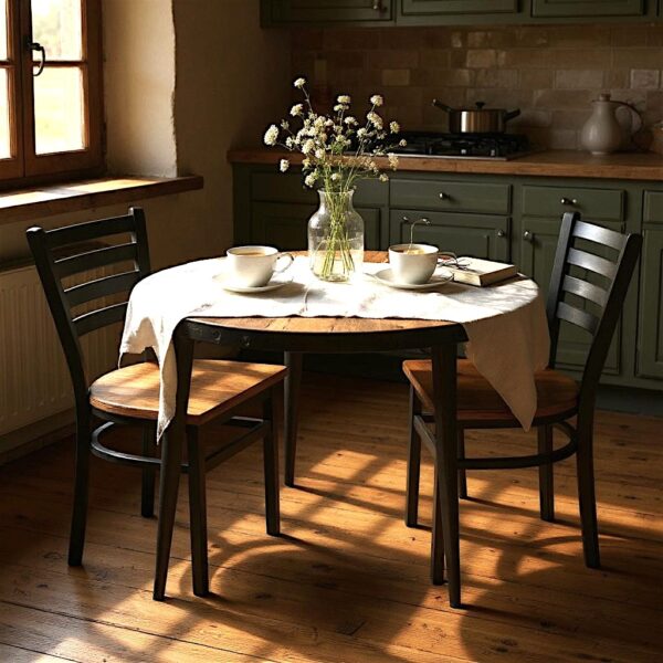 Industrial Round Forge Dining Set