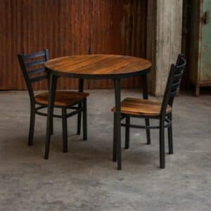 Industrial Round Forge Dining Set