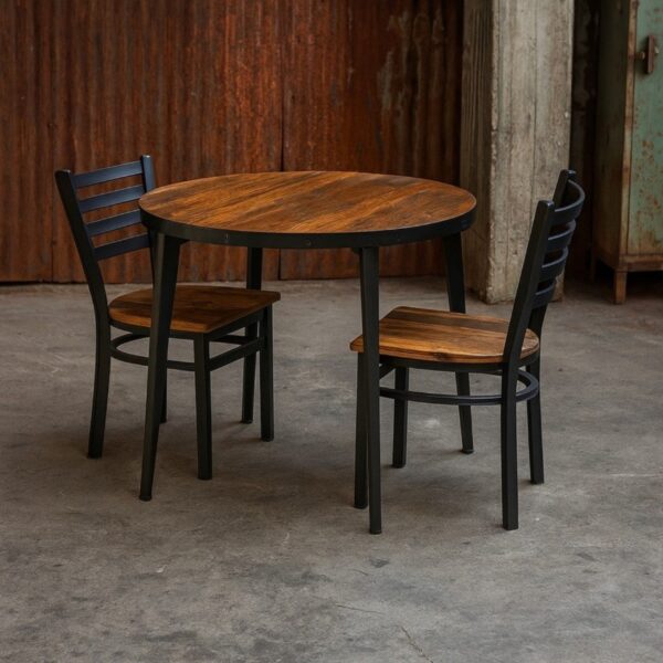 Industrial Round Forge Dining Set