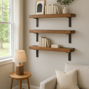 Reclaimed Wood Bracket Shelves